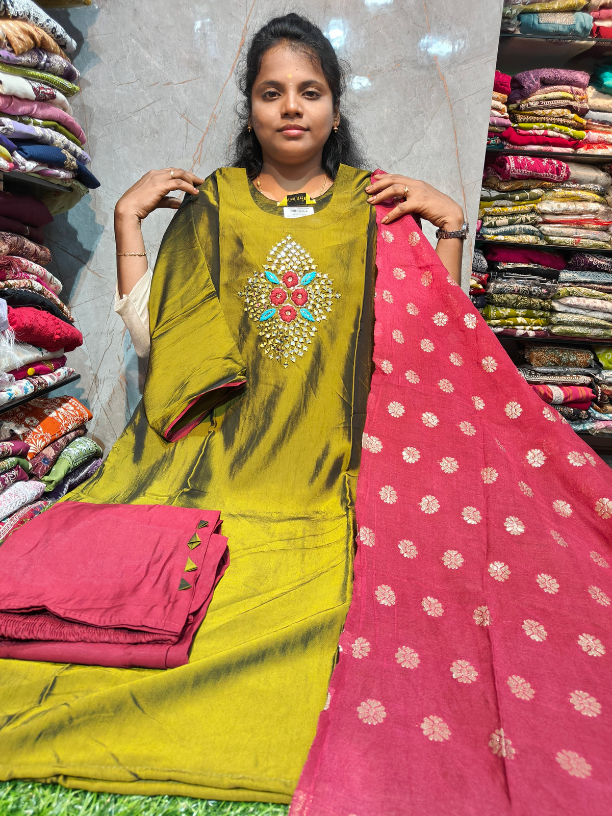Plus Size Roman Silk Side Open Salwar Set | PSFS156 | ₹899 | 3XL to 5XL