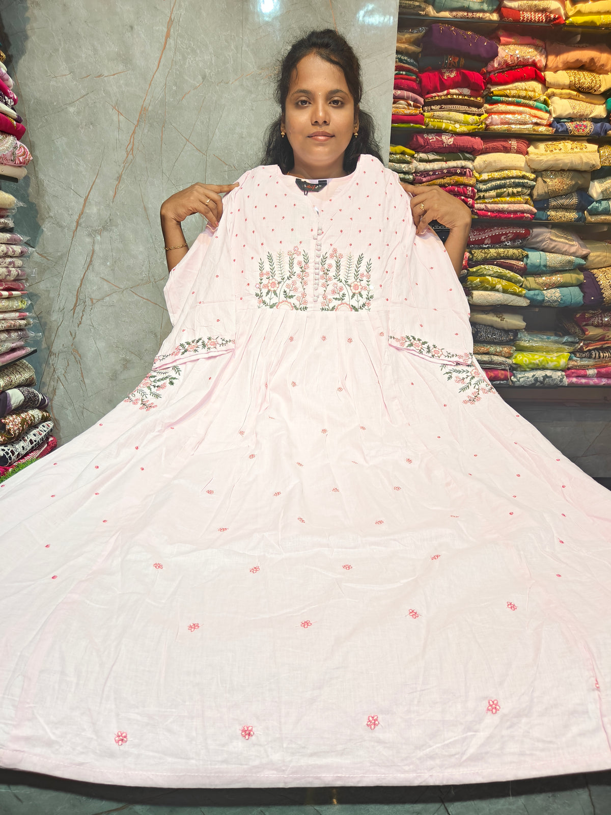 Fancy Grand Work Anarkali Kurti | Mal Cotton with Lining | Plus Size 3XL to 6XL | Just ₹750 | PSUK143