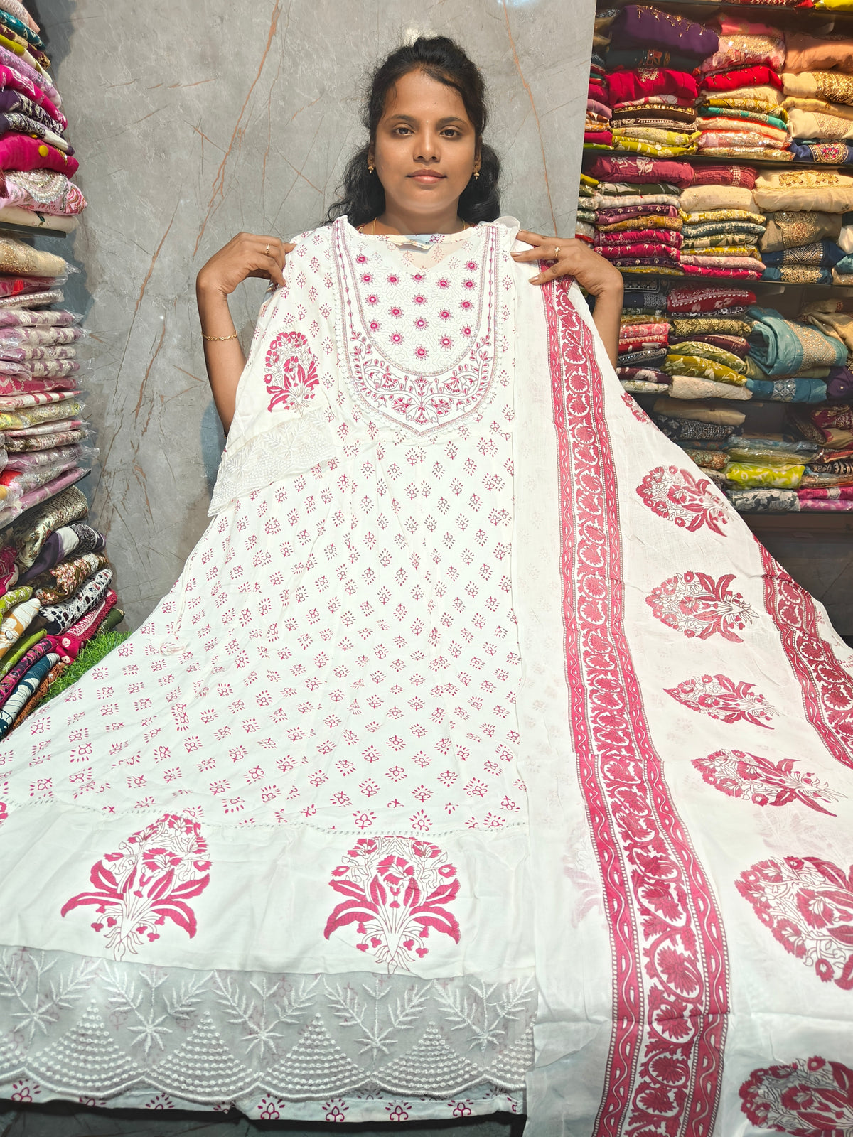 Rayon Cotton Anarkali Kurti with Dupatta | 3XL to 6XL PSTS14