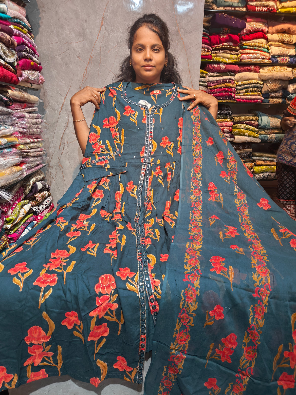 Rayon Cotton Anarkali Kurti with Dupatta | 4XL to 6XL PSTS156