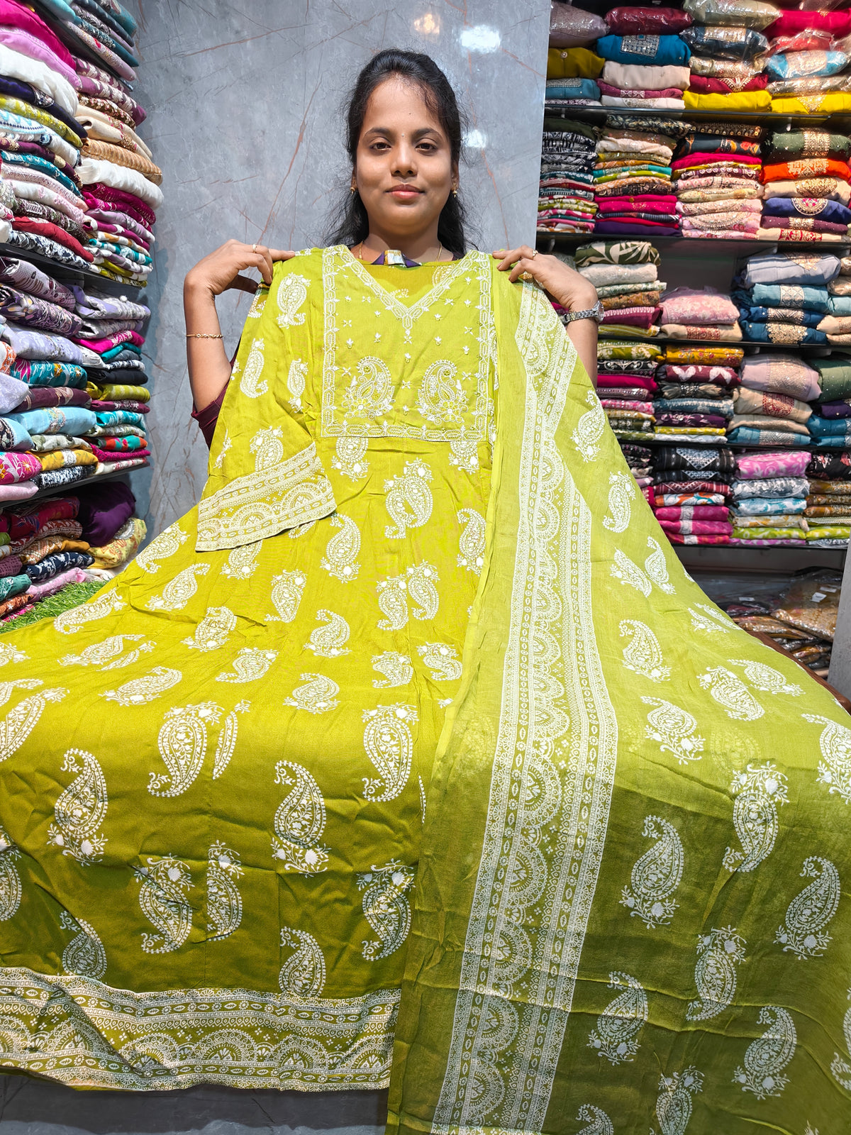 Rayon Cotton Anarkali Kurti with Dupatta | 4XL to 6XL PSTS110