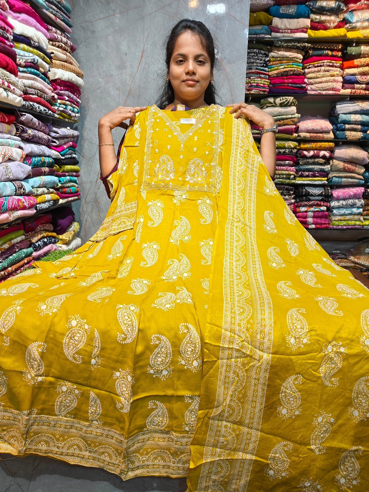 Rayon Cotton Anarkali Kurti with Dupatta | 4XL to 6XL PSTS110