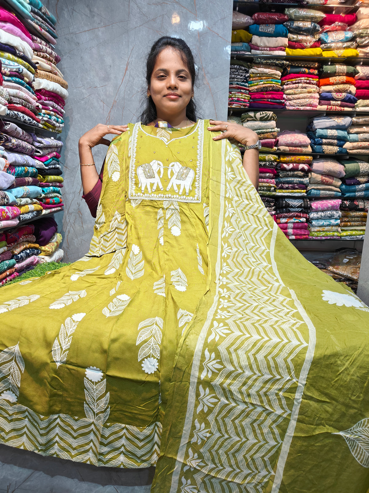 Rayon Cotton Anarkali Kurti with Dupatta | 4XL to 6XL PSTS116