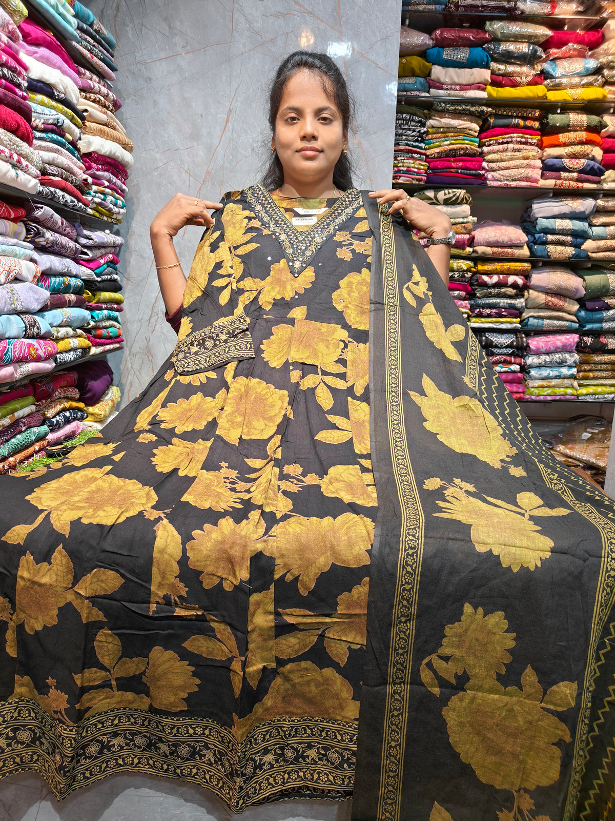 Rayon Cotton Anarkali Kurti with Dupatta | 4XL to 6XL PSTS116