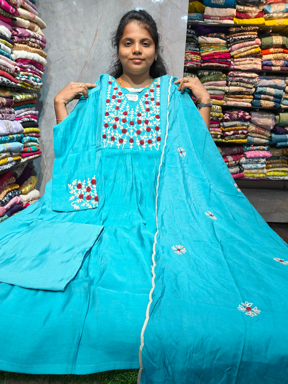 PSFS148 | Mal Chanderi Silk Anarkali | Plus Size 3XL to 5XL | Just ₹1199
