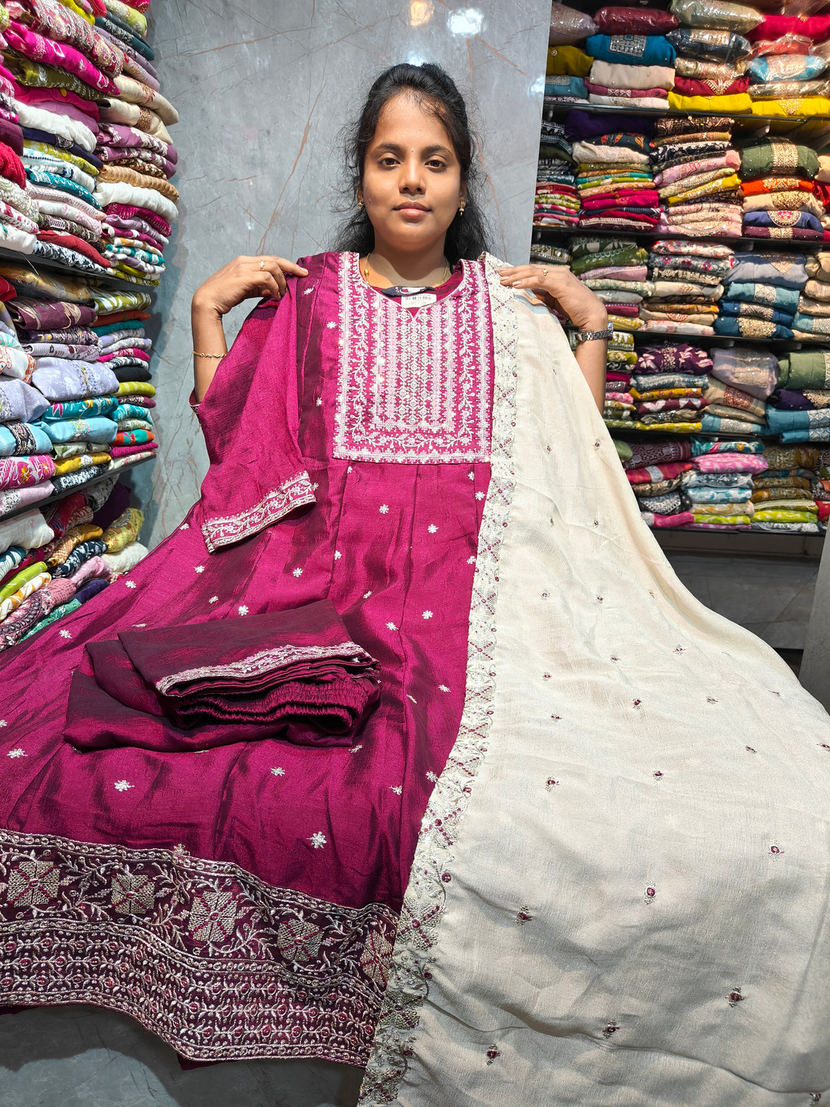 PSFS116 | Vichitra Silk Anarkali | Plus Size 3XL to 5XL | Just ₹1099