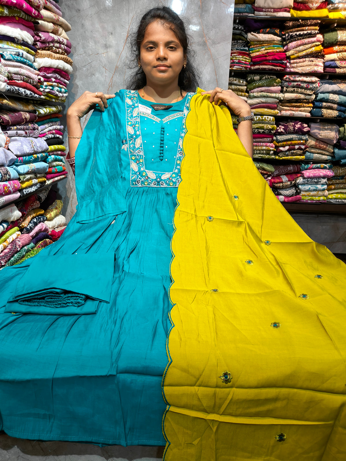 PSFS164 | Mal Chanderi Silk Anarkali | Plus Size 3XL to 5XL | Just ₹1099
