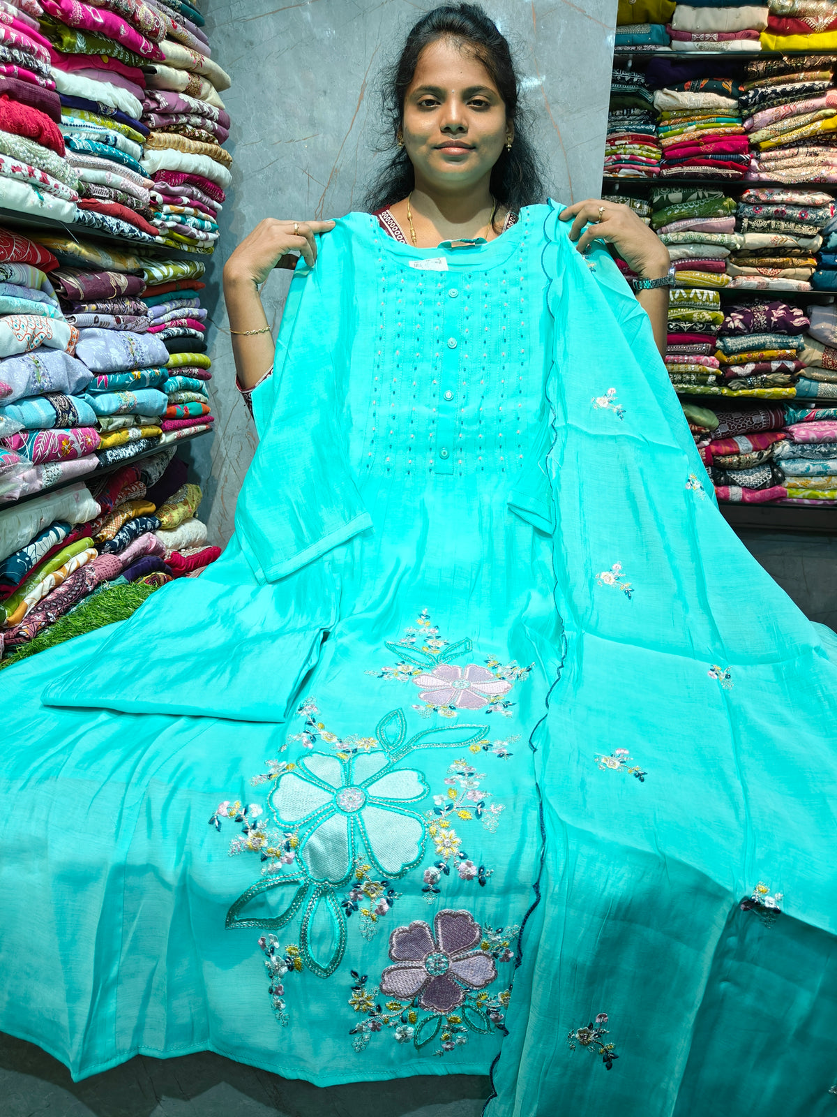 PSFS167 | Mal Chanderi Silk Anarkali | Plus Size 3XL to 5XL | Just ₹1299