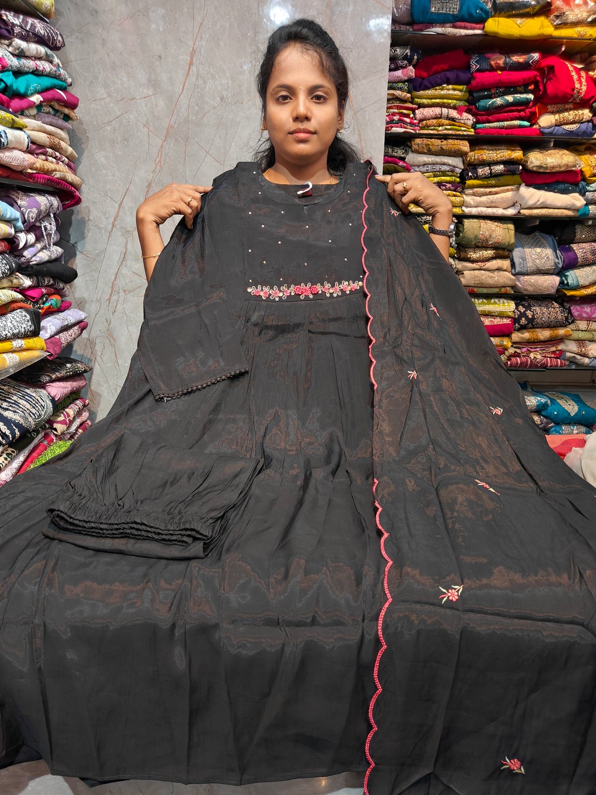 PSFS176 | Mal Chanderi Silk Anarkali | Plus Size 3XL to 5XL | Just ₹1199