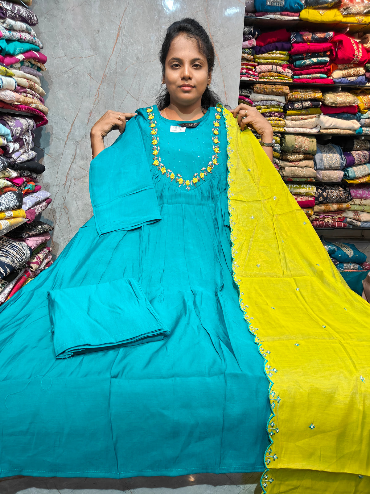PSFS175 | Mal Chanderi Silk Anarkali | Plus Size 3XL to 5XL | Just ₹1199