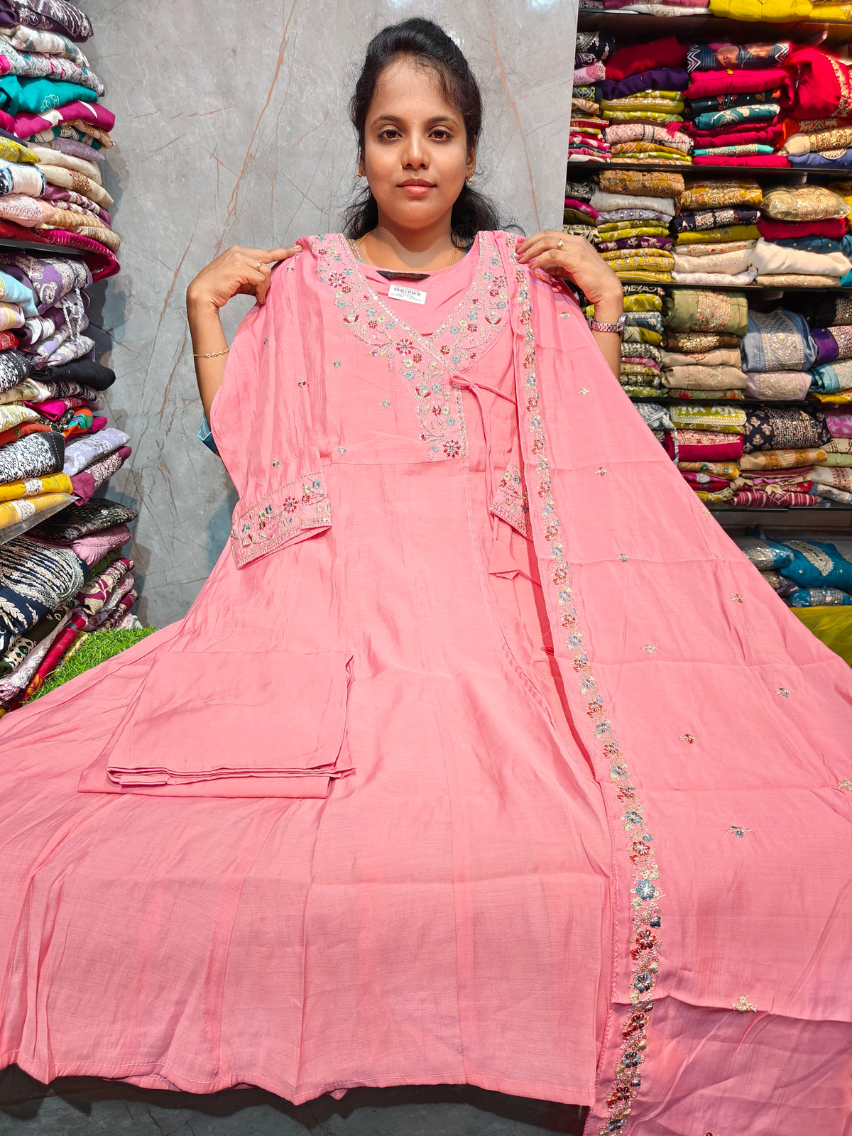 PSFS166 | Mal Chanderi Silk Anarkali | Plus Size 3XL to 5XL | Just ₹1299