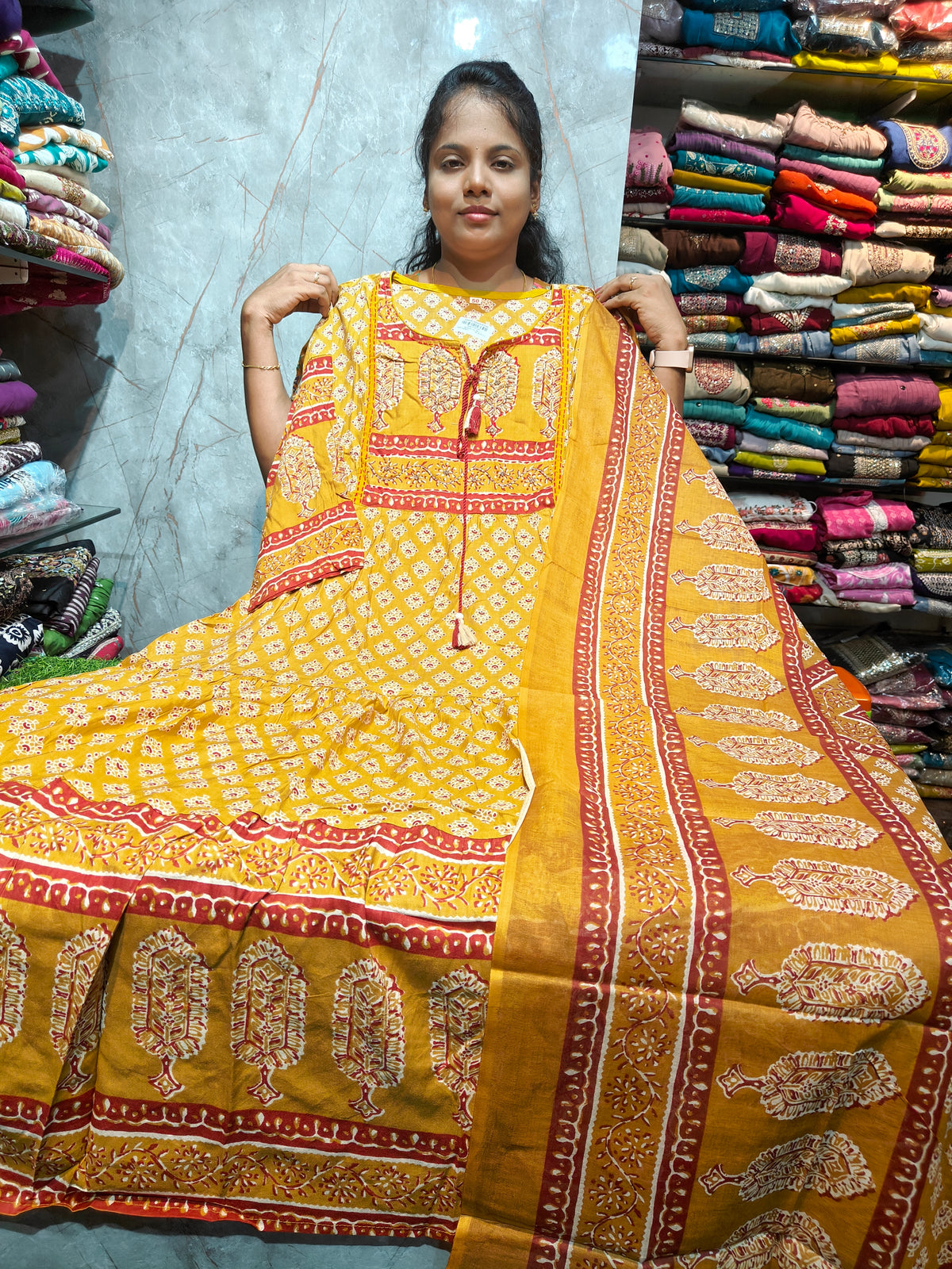 Rayon Cotton Anarkali Kurti with Dupatta | 4XL to 6XL PSTS104