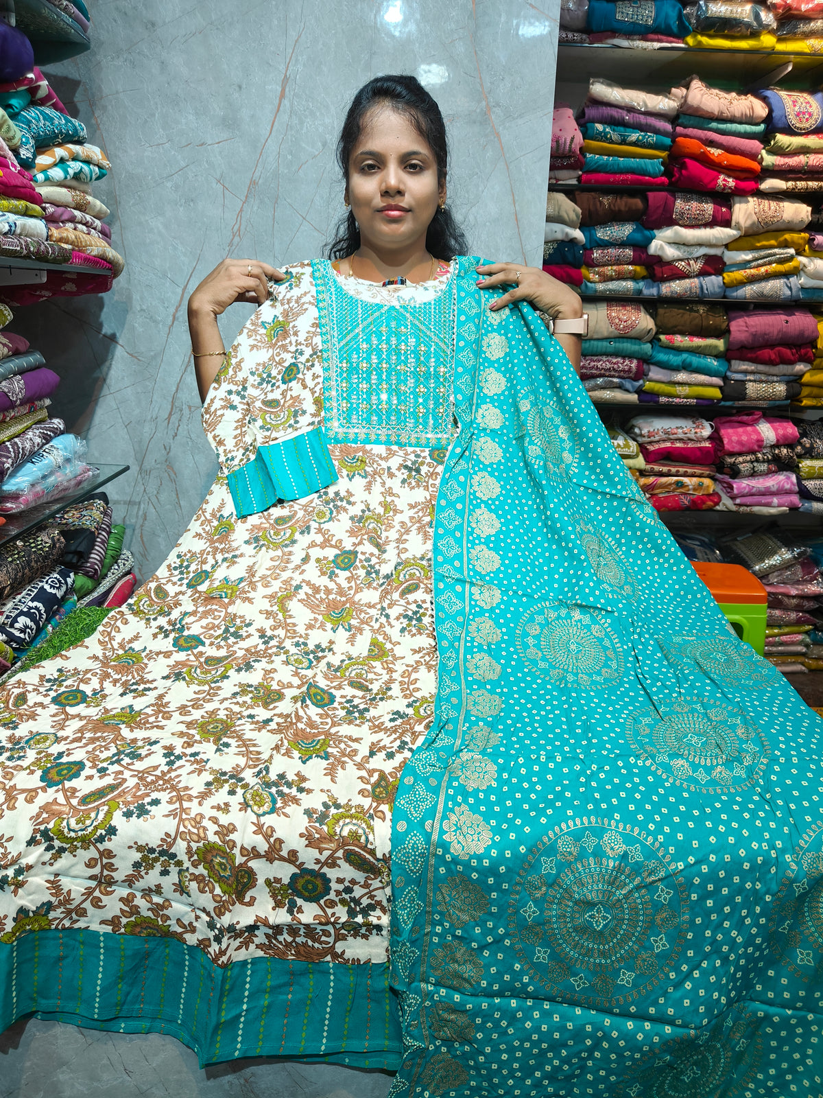 Rayon Cotton Anarkali Kurti with Dupatta | 4XL to 6XL PSTS34