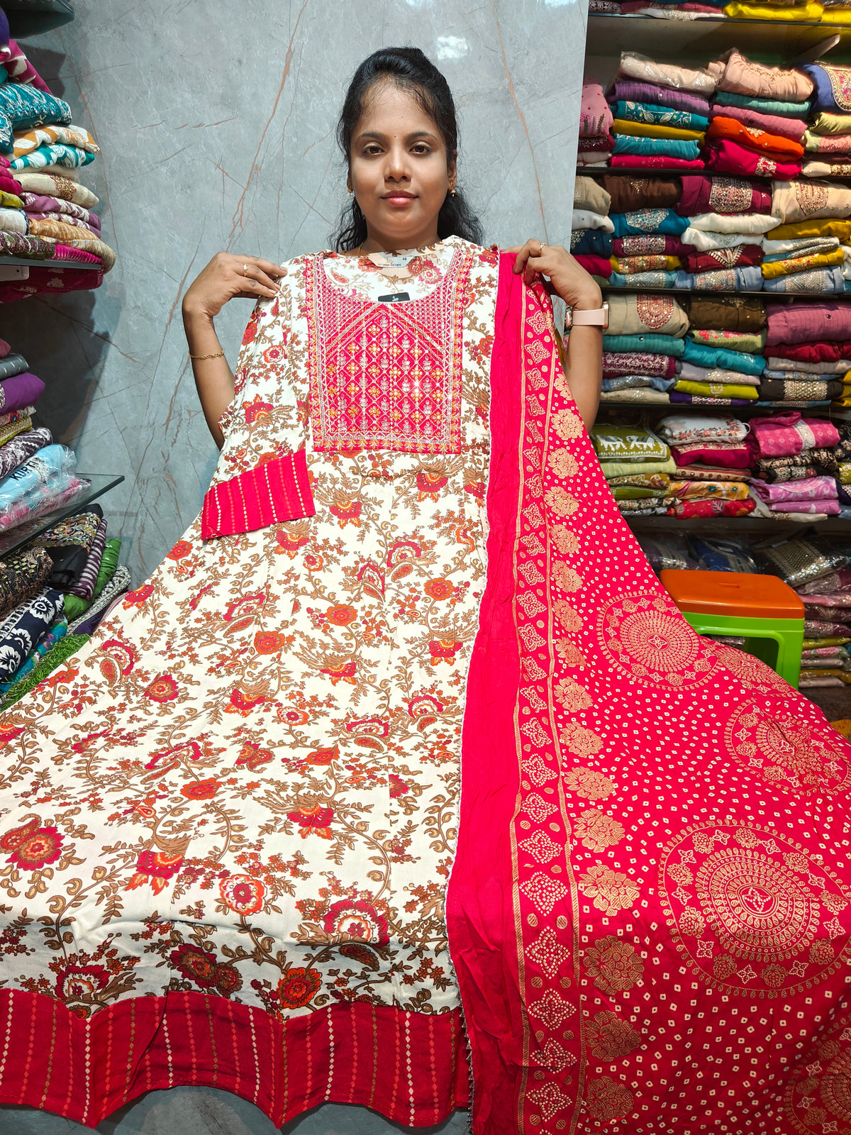 Rayon Cotton Anarkali Kurti with Dupatta | 4XL to 6XL PSTS34