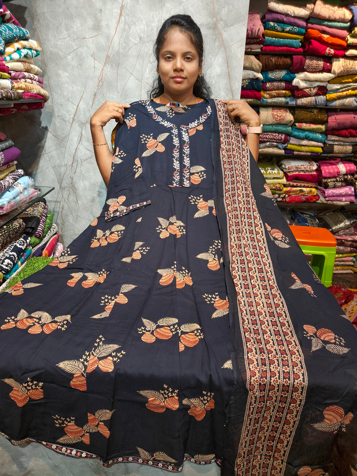 Rayon Cotton Anarkali Kurti with Dupatta | 4XL to 6XL PSTS96