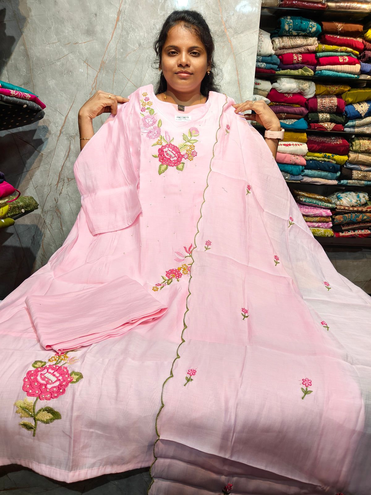 Plus Size Malchanderi Silk 3 Piece Salwar Set with Lining – 3XL to 5XL | ₹1,399 PSFS184