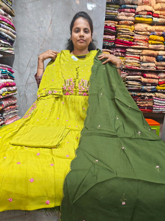 Plus Size Mal Chanderi Silk Umbrella Salwar Set with Lining | PSFS160 | ₹1199 | 3XL to 5XL